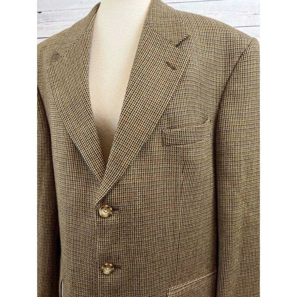 Oscar de la Renta Blazer Sport Coat 42R 42 Regular 100% Wool Herringbone Lined